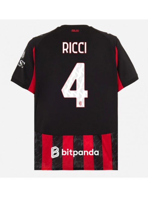 Muži Futbalové oblečenie AC Milan Samuele Ricci #4 2025-26 Krátky Rukáv - Domáci Muži Futbalové oblečenie AC Milan Samuele Ricci #4 2025-26 Krátky Rukáv - Domáci